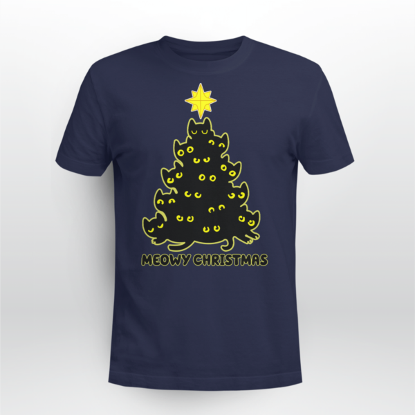 Cat Trees Meowy Christmas Shirt Unisex T-shirt Navy S