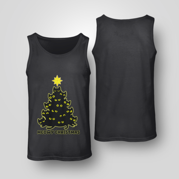 Cat Trees Meowy Christmas Shirt Unisex Tank Black S