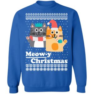 Cats Meowy Christmas Sweatshirt Couple Cats Sweatshirt Royal S