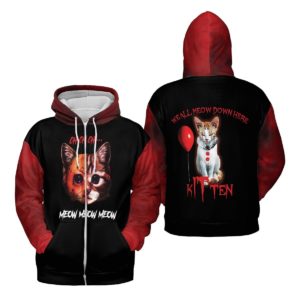 Ch Ch Ch Meow Meow Halloween Scary Jason Voorhees Cat 3D Hoodie product photo 3