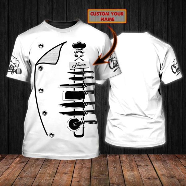 CHEF Costume Cosplay Personalized Name 3D All Over Print T-Shirt product photo 1