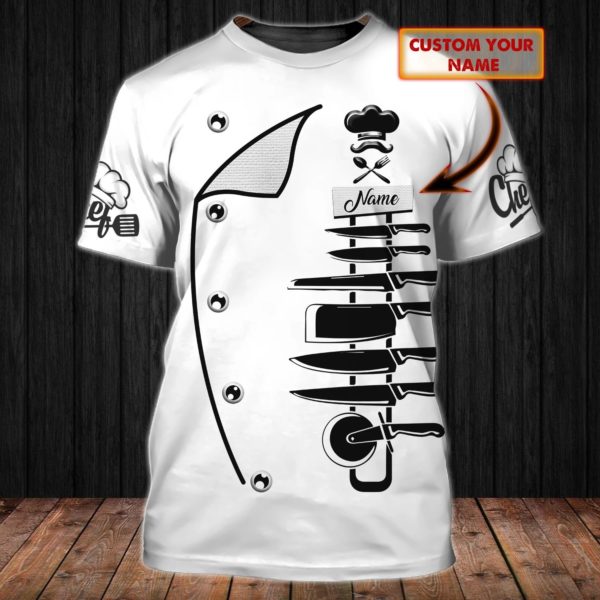 CHEF Costume Cosplay Personalized Name 3D All Over Print T-Shirt 3D T-Shirt White S