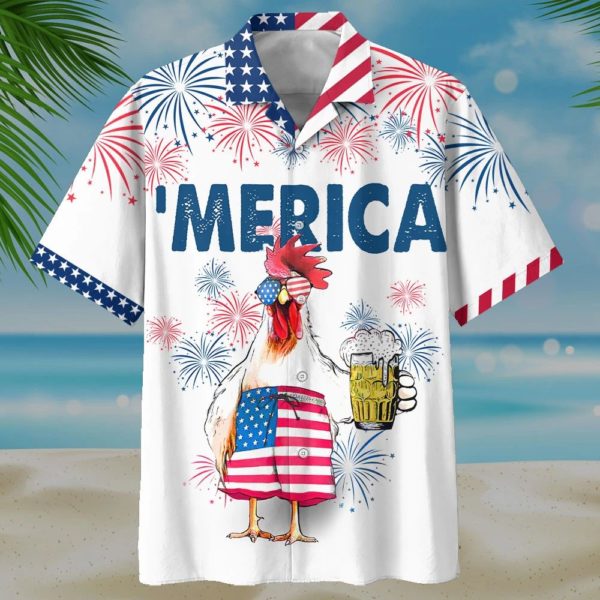 Chicken Beer 4th July Hawaiian Shirt