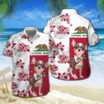 Chihuahua California Republic Hawaiian Shirt Short Sleeve Hawaiian Shirt White S
