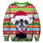 Chihuahua Noel Hat All Over Print Christmas Sweater AOP Sweater Green S