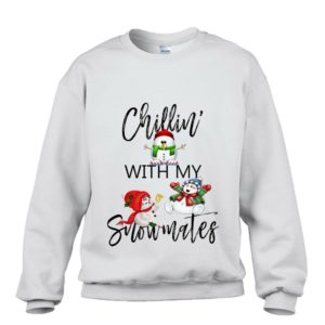Chillin With My Snowmates Funny Snowman Santa Christmas Sweatshirt Sweatshirt White S