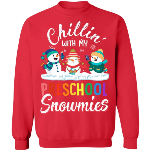 Chillin' With preschool Snowmies Funny Snowman Christmas Shirt Sweatshirt Red S