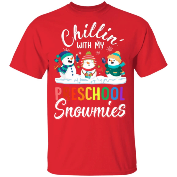 Chillin' With preschool Snowmies Funny Snowman Christmas Shirt Unisex T-Shirt Red S