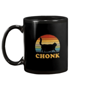 Chonk Cat Vintage Coffee Mug Black Ceramic Mug 11oz