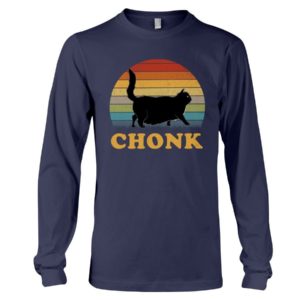 Chonk Cat Vintage Shirt Long Sleeve Tee Navy S