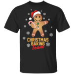 Christmas Baking Team Gingerbread Man Santa With Candy Cane Christmas T-Shirt Unisex T-Shirt Black S