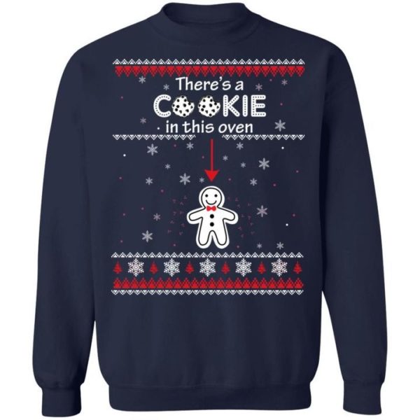 Christmas Couple Sweatshirt Pregnancy Announcement I Put A Cookie Shirt There's A Cookie Navy S