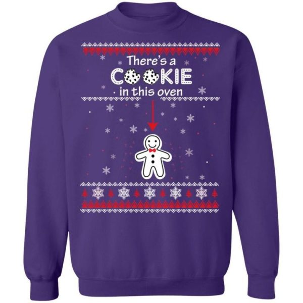 Christmas Couple Sweatshirt Pregnancy Announcement I Put A Cookie Shirt There's A Cookie Purple S