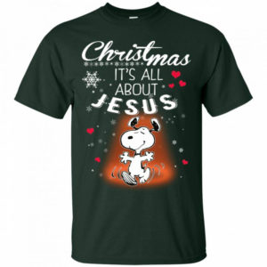 Christmas It’s All About Jesus Cute Snoopy Christmas T-Shirt Unisex T-Shirt Forest Green S