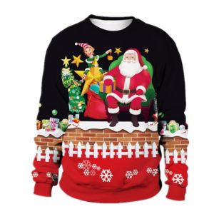 Christmas Santa Claus Ugly Christmas Sweater AOP Sweater Black S