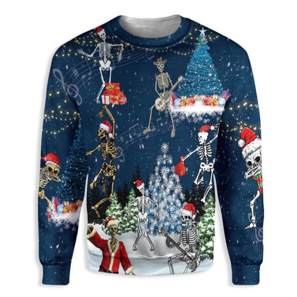 Christmas Skeletons Dancing All Over Print 3D Sweatshirt 3D Sweatshirt Navy S
