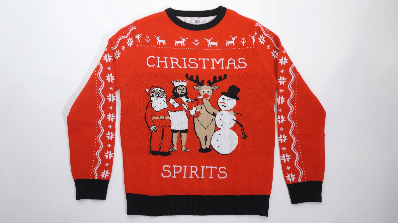 Christmas Spirits Ugly Sweater Style: AOP Sweater, Color: Red