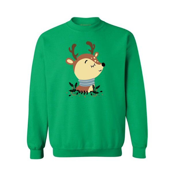 Christmas Sweater Reindeer Christmas Style: Sweatshirt, Color: Green