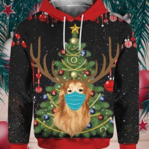 Christmas Tree Golden Retriever Reindeer With Face Mask Christmas 3D All Over Print Shirt 3D Hoodie Black S