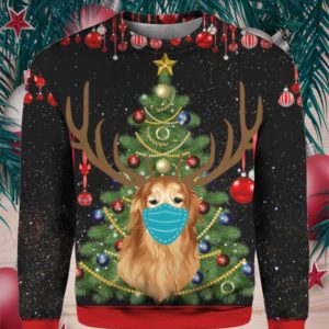 Christmas Tree Golden Retriever Reindeer With Face Mask Christmas 3D All Over Print Shirt 3D Sweatshirt Black S
