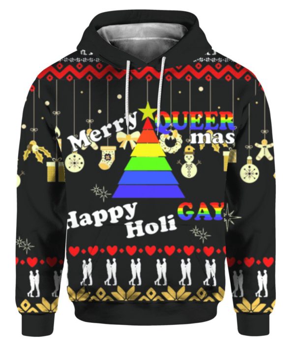Christmas Tree Merry Queer Mas Happy Holi Gays Christmas 3D Hoodie 3D Hoodie Black S