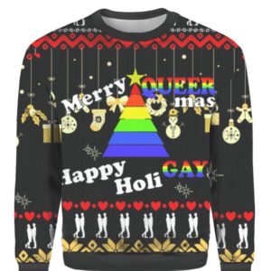Christmas Tree Merry Queer Mas Happy Holi Gays Christmas Sweater AOP Sweater Black S