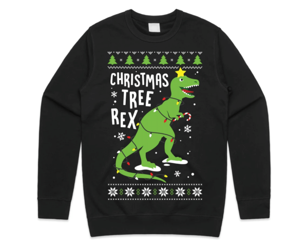 Christmas Tree Rex Christmas Sweatshirt Sweatshirt Black S