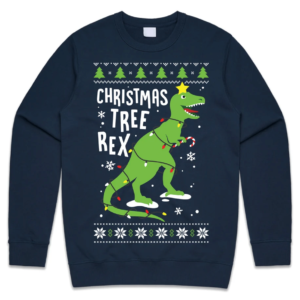 Christmas Tree Rex Christmas Sweatshirt Sweatshirt Navy S