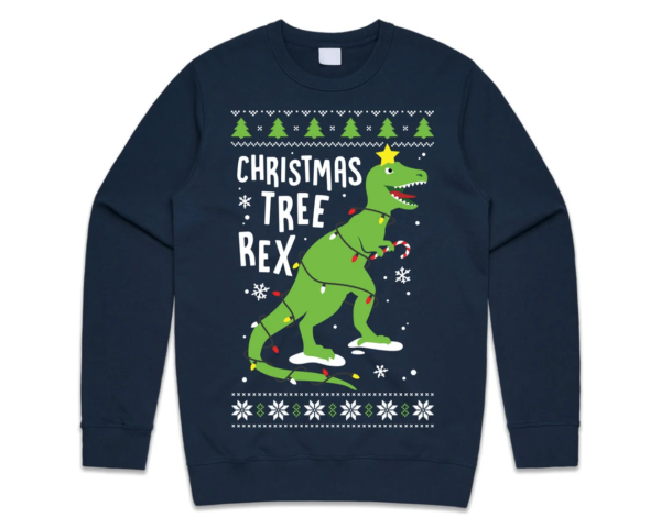Christmas Tree Rex Christmas Sweatshirt Sweatshirt Navy S