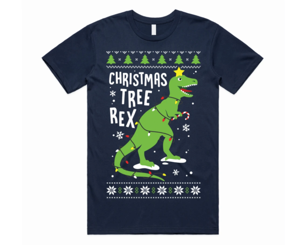 Christmas Tree Rex Christmas Sweatshirt Unisex T-Shirt Navy S