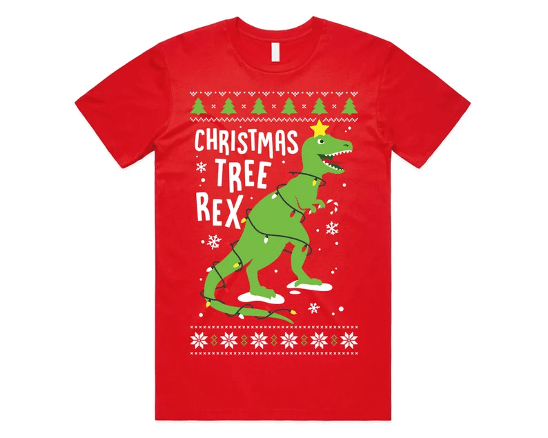 Christmas Tree Rex Christmas Sweatshirt Style: Unisex T-shirt, Color: Red