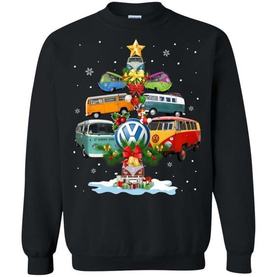 Christmas Volkswagen Bus Gift Christmas Sweatshirt Sweatshirt Black S