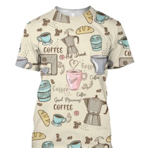 Coffee Lover Good Morning Funny Morning With Coffee And Bread Shirt 3D T-Shirt Chocolate S