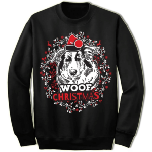 Collie Santa Ugly Woof Christmas Sweatshirt Sweatshirt Black S