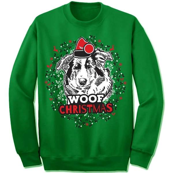 Collie Santa Ugly Woof Christmas Sweatshirt Sweatshirt Green S