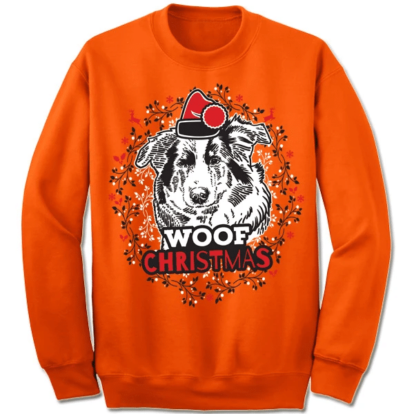 Collie Santa Ugly Woof Christmas Sweatshirt Sweatshirt Orange S