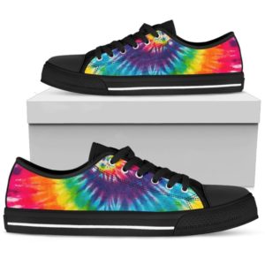 Colorful Tie Dye Hippie Low Top Shoes for Men & Women Women's Shoes Black US6