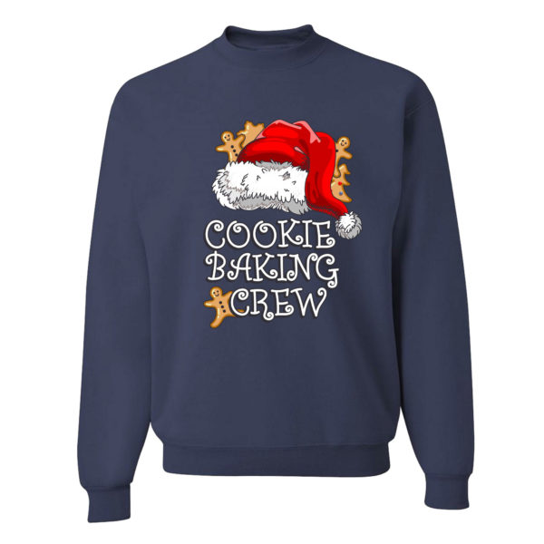 Cookie Baking Crew Santa Hat Gingerbread Christmas Sweatshirt Sweatshirt Navy Blue S