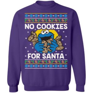 Cookie Monster No Cookies For Santa Christmas Sweater Christmas Sweatshirt Purple S