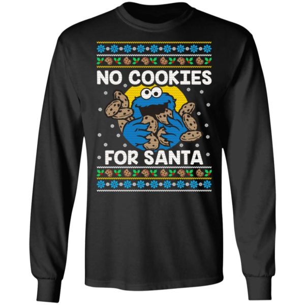 Cookie Monster No Cookies For Santa Christmas Sweater Long Sleeve T-Shirt Black S