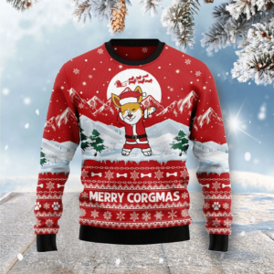 Corgi Dog Merry Corgmas Corgi Lover Christmas Sweater AOP Sweater Red S