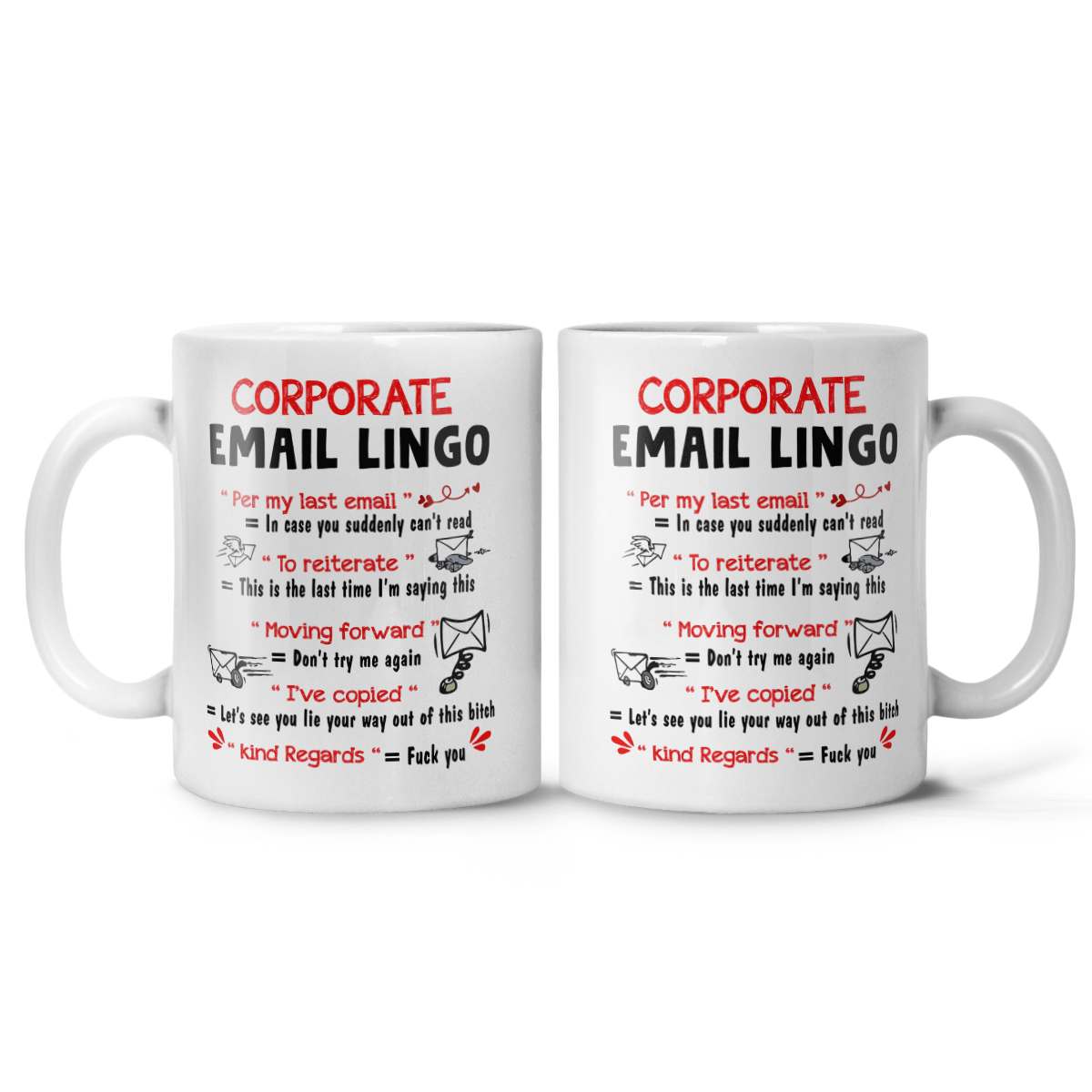 Corporate Email Lingo Coffee Mug Style: Panorama Mug, Color: White