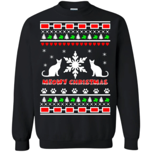 Couples Meowy Christmas Christmas Ugly Sweatshirt Sweatshirt Black S