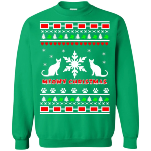 Couples Meowy Christmas Christmas Ugly Sweatshirt Sweatshirt Irish Green S