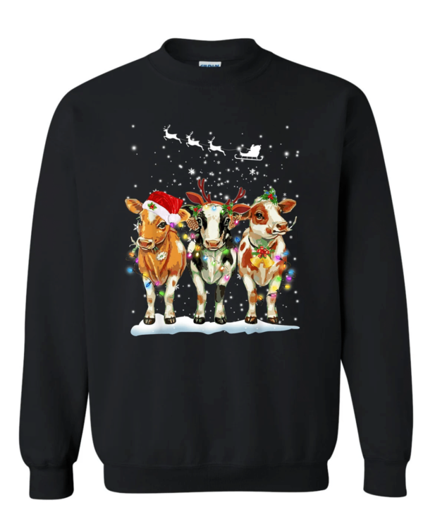 Cows Christmas Sweatshirt Sweatshirt Black S