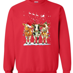 Cows Christmas Sweatshirt Sweatshirt Red S
