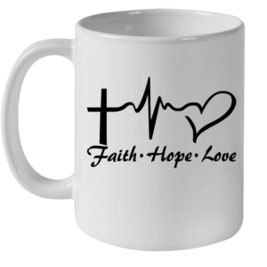Cross Heartbeat Faith Hope Love Mug Ceramic Mug 11oz White 11oz