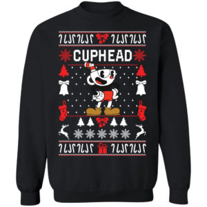 Cuphead Christmas sweater Christmas tree snowflakes Cute Cup product photo 1