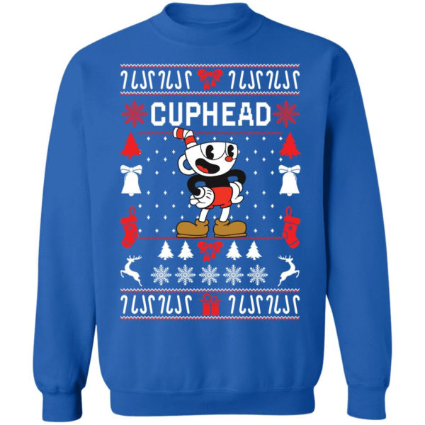 Cuphead Christmas sweater Cuphead cute with bells and stocking Sweatshirt Royal S