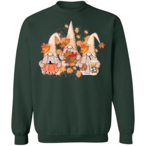 Cute Fall Gnomes Hey Pumpkins And Leaves Christmas Sweatshirt Z65 Crewneck Pullover Sweatshirt Forest Green S